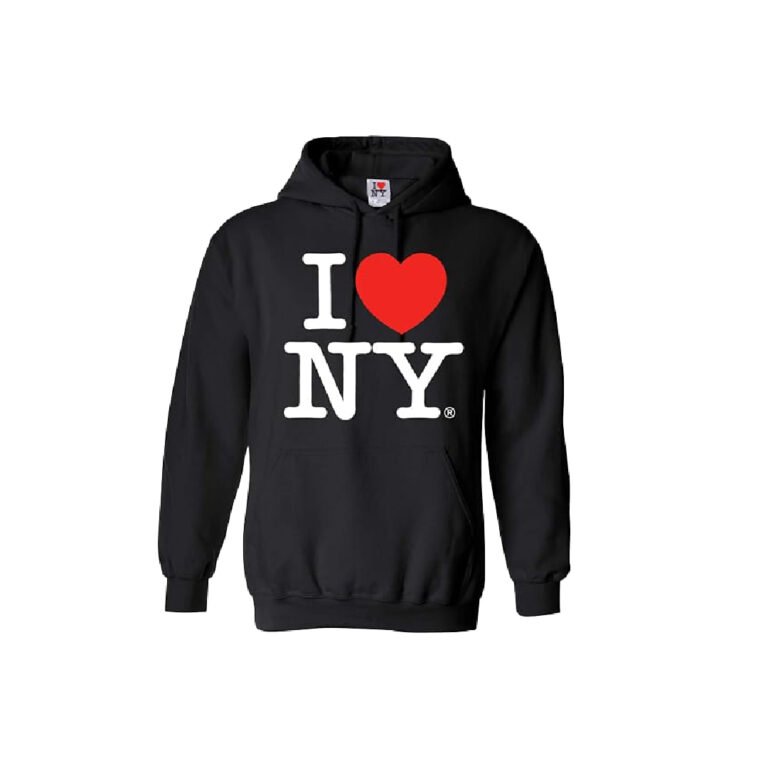 I Love New York Adult Hoodie Black M – Officially Licensed New York Sweatshirt with Pouch Pocket and Drawstring Hood