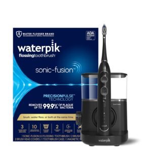 Waterpik Sonic-Fusion 2.0 Professional Flossing Electric Toothbrush & Water Flosser Combo Black SF-04 – 2-in-1 dental care device