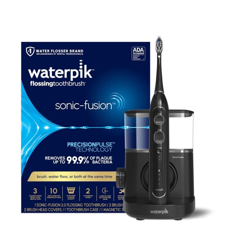 Waterpik Sonic-Fusion 2.0 Professional Flossing Electric Toothbrush & Water Flosser Combo Black SF-04 – 2-in-1 dental care device