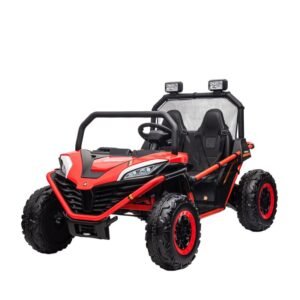 Maroon Alloy All-Terrain 2-Seater Battery-Powered Ride-On Vehicle with Safety Strap – Kids Electric Car for Ages 3 and Up